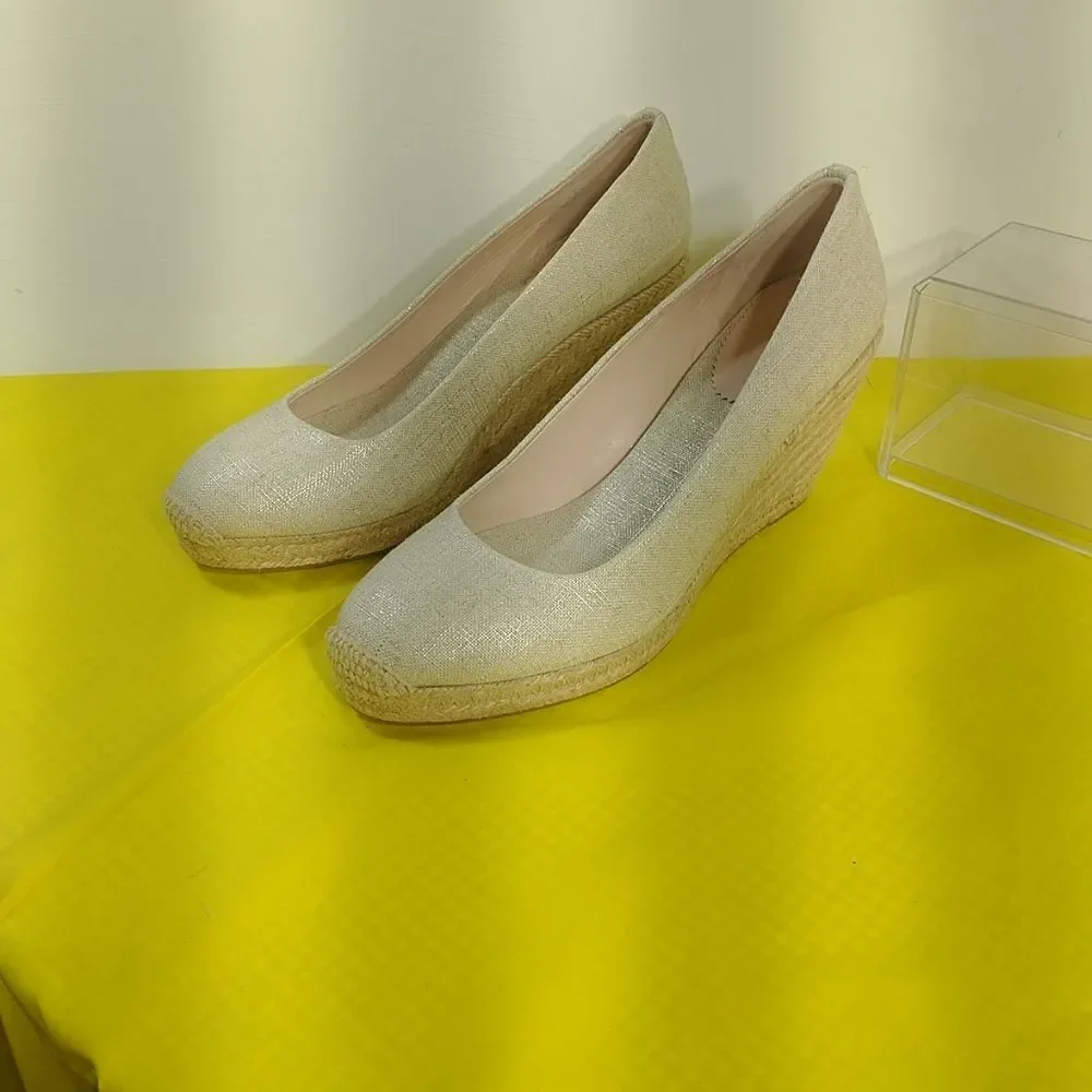 J. Crew Women’s Seville Espadrille Wedges Canvas Size 12. Gray